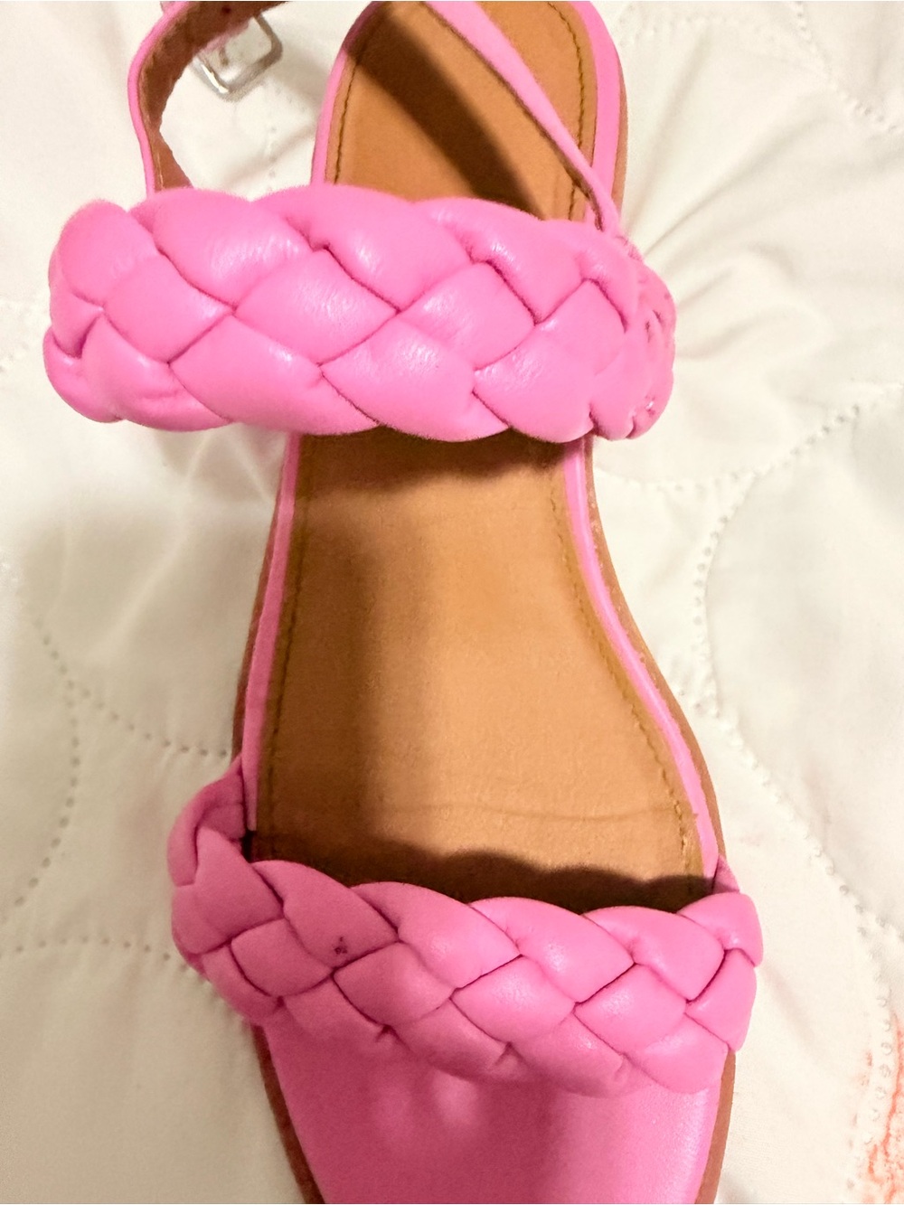 Kids Pink Braided Strap Sandals